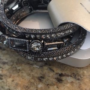 Natasha Set of 3 Black Charcoal Stones Bracelets